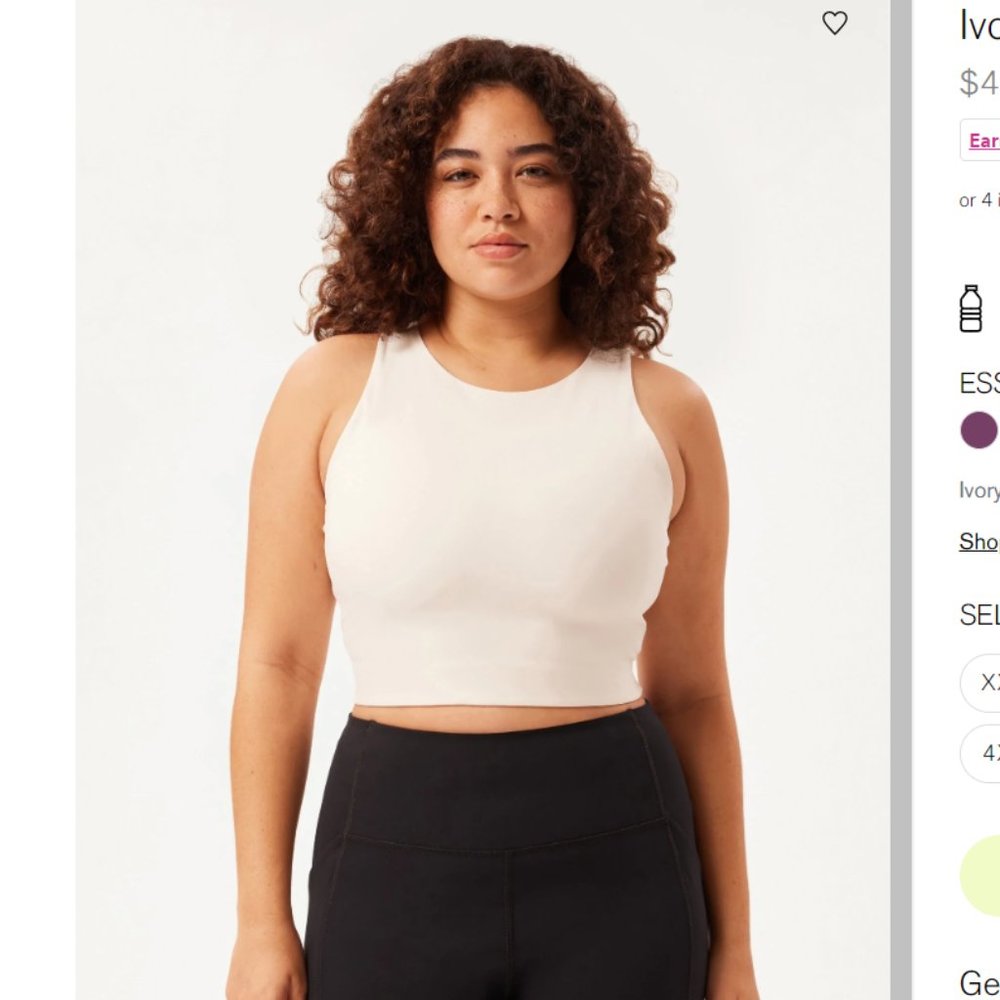 GF Collective Dylan Sports Bra High Neck Ivory Size Small